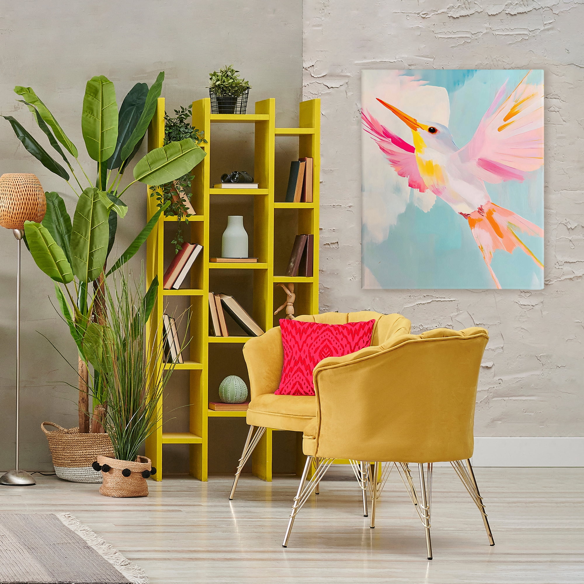 Stupell Industries Pastel Hummingbird Soaring Canvas Wall Art, design by The Prints Vibe