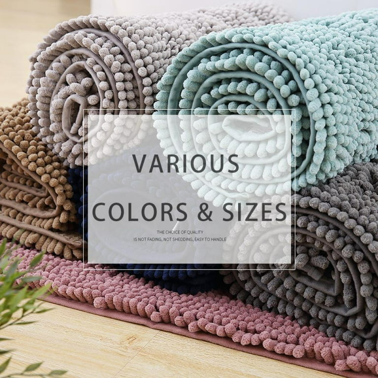 Bathroom Rugs Slip-Resistant Extra Absorbent Soft and Fluffy Thick Striped  Bath Mat Non Slip Microfiber Shag Floor Mat Dry Fast Waterproof Bath Mat