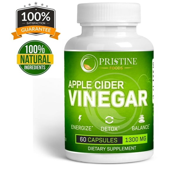 Pristine Foods Premium Apple Cider Vinegar - Extra Strength, Boost Energy & Metabolism, 60 Capsules