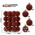 thumbnail image 3 of Eolstice Christmas Ball Ornaments, 24 Pcs Flocked Velvet Shatterproof Baubles, Wavy Embossed Solid And Hollow Cut, For Christmas Tree Holiday Decor, 3 of 9