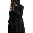 thumbnail image 4 of UPPADA Womens Long Trench Coats Dressy Lady Medium Length Outerwear Windbreaker Wool Pea Coats Warm Winter Trench Coat Black,L, 4 of 6