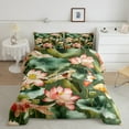 thumbnail image 2 of Manfei Teens Lotus Flowers 2pcs Bedding Comforter Set,Animal Koi Twin Comforter Sets,Chic Flower Breathable Bedding Set,Ultra Soft Home Decor,Reversible, 2 of 8