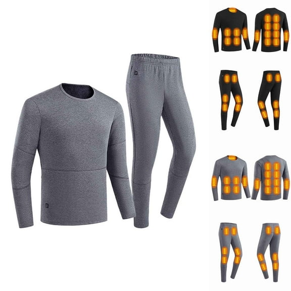 Wlynlyn Thermal Underwear for Men 2 Piece Heating Long Johns Long Sleeve Shirts Leggings Cold Winter Warm Base Layer Set