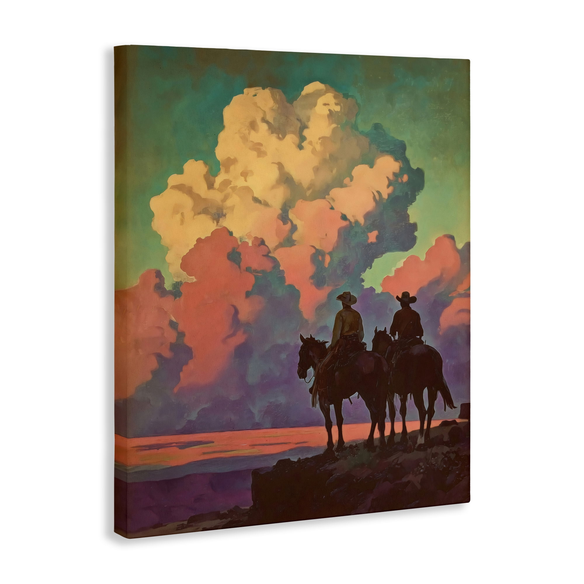 Stupell Industries Cowboys Silhouetted Against Clouds Canvas Wall Art, design by Arlington Prints