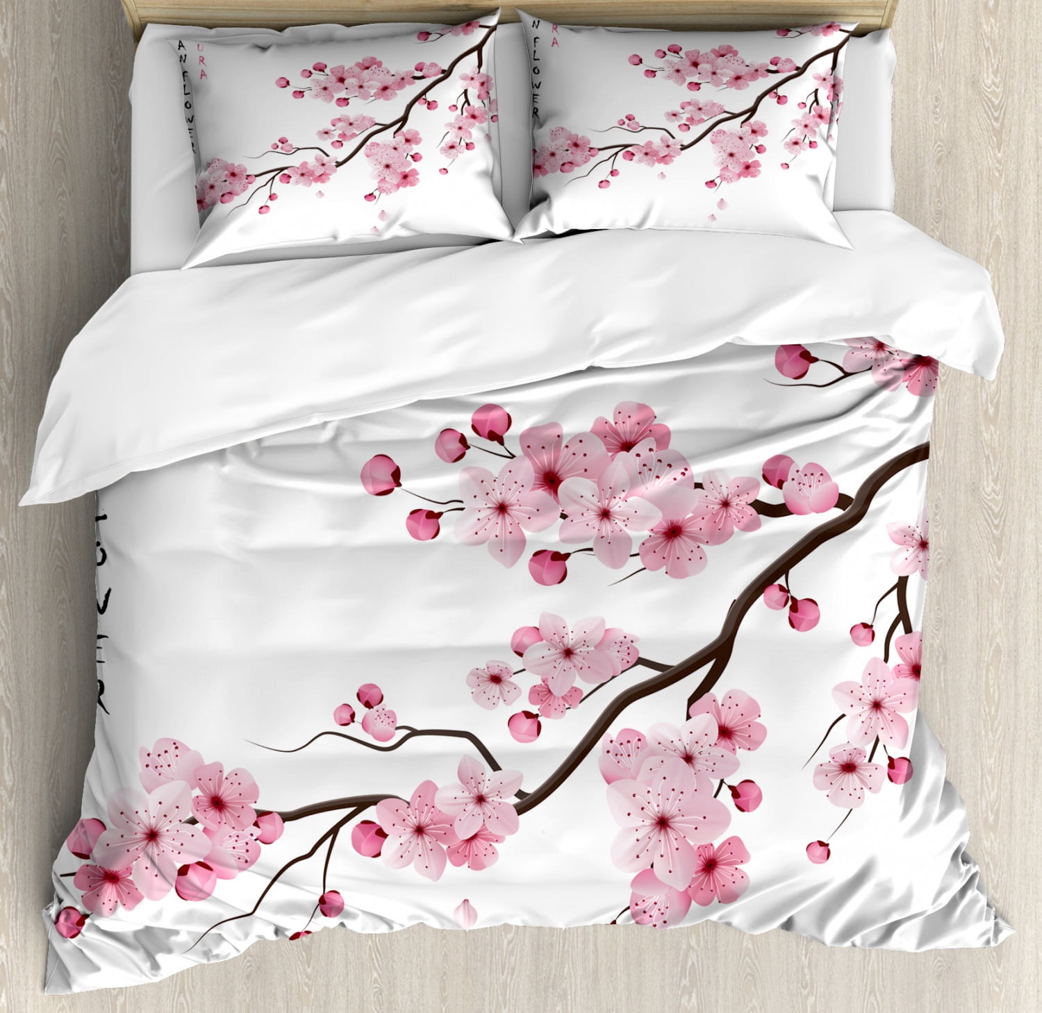 7 Piece Beige+Asian Burgundy Lotus Flower/Floral Comforter Set/Bedding Ensemble 