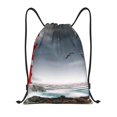 thumbnail image 1 of Xecao 3d Lighthouse in the Surf Pattern Sports Drawstring Backpack - String Swim Gym Bag with Wet Proof Pocket for Women&Men-Small, 1 of 6