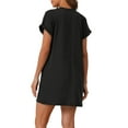 thumbnail image 3 of INSPIRE CHIC Women's Nightgown Sleep Dress Short Sleeve Crew Neck Soft Night Dress with Pockets M Black, 3 of 5