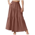 thumbnail image 2 of Tqcoqu Women's High Waist Flowy Maxi Skirt Pleated Casual Long Skirt with Pockets,Rose Gold,Women's S-XXL, 2 of 6