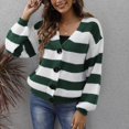 thumbnail image 6 of Women's Knitted Cardigan Sweater Long Sleeve Color Block Striped Sweater Jumpers Open Front Short Sweater Jacket, 6 of 6