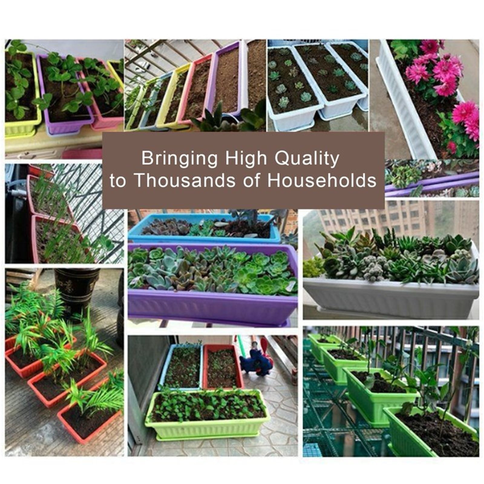 1Pc Window Box Planter, 17.3X5.5X7.48 Inches Rectangular Planting Box, Outdoor Indoor Flower Box with Holes and Trays, Windowsill Planter for Vegetables, Plastic Flower Pot, Balcony Garden Box