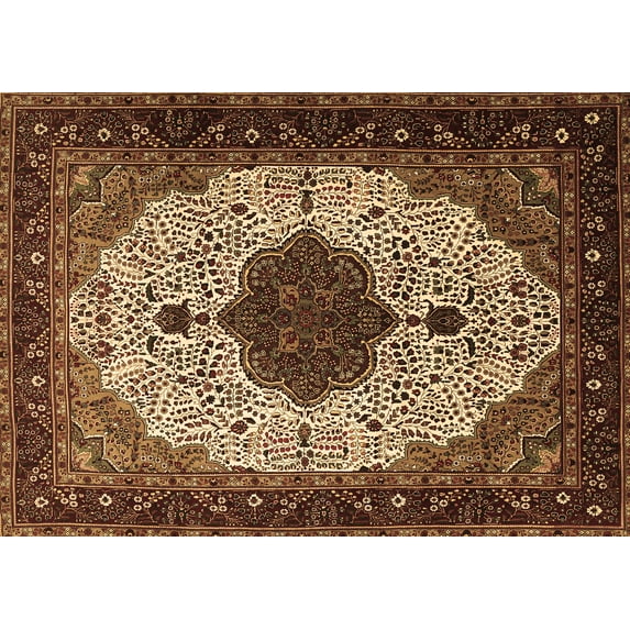 Ahgly Company Indoor Rectangle Medallion Brown Traditional Area Rugs, 7' x 9'