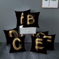 thumbnail image 4 of Fundas de almohada de terciopelo suave de 18 x 18, serie de 26 letras inglesas, fundas de almohada cuadradas, funda de almohada con cierre de cremallera, protector de almohada negro, 4 of 5