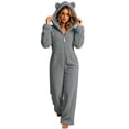 thumbnail image 3 of DIOAZUD Women's Fuzzy Fleece Onesie Pajamas Hooded Zip up Sleepwear Jumpsuit with Pockets Soft Cozy Warm Lounge Wear, 3 of 8