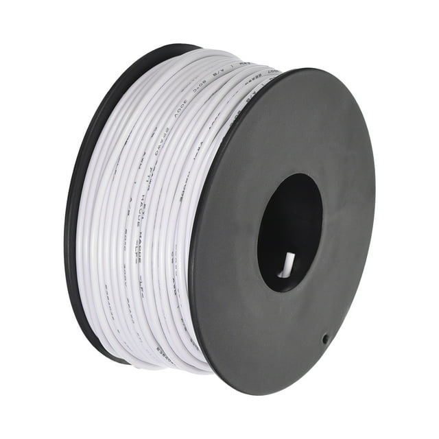 Uxcell Fil de Raccordement 22AWG 30m/100 Pieds Blanc, Fil Électrique UL1007 Bobine