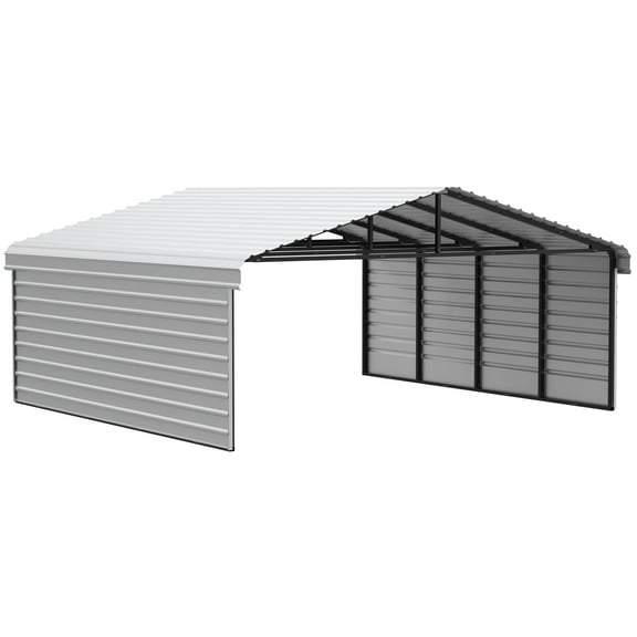 Arrow 20 x 20 x 7 ft Eggshell Steel Carport With 2 Side Wall Kit