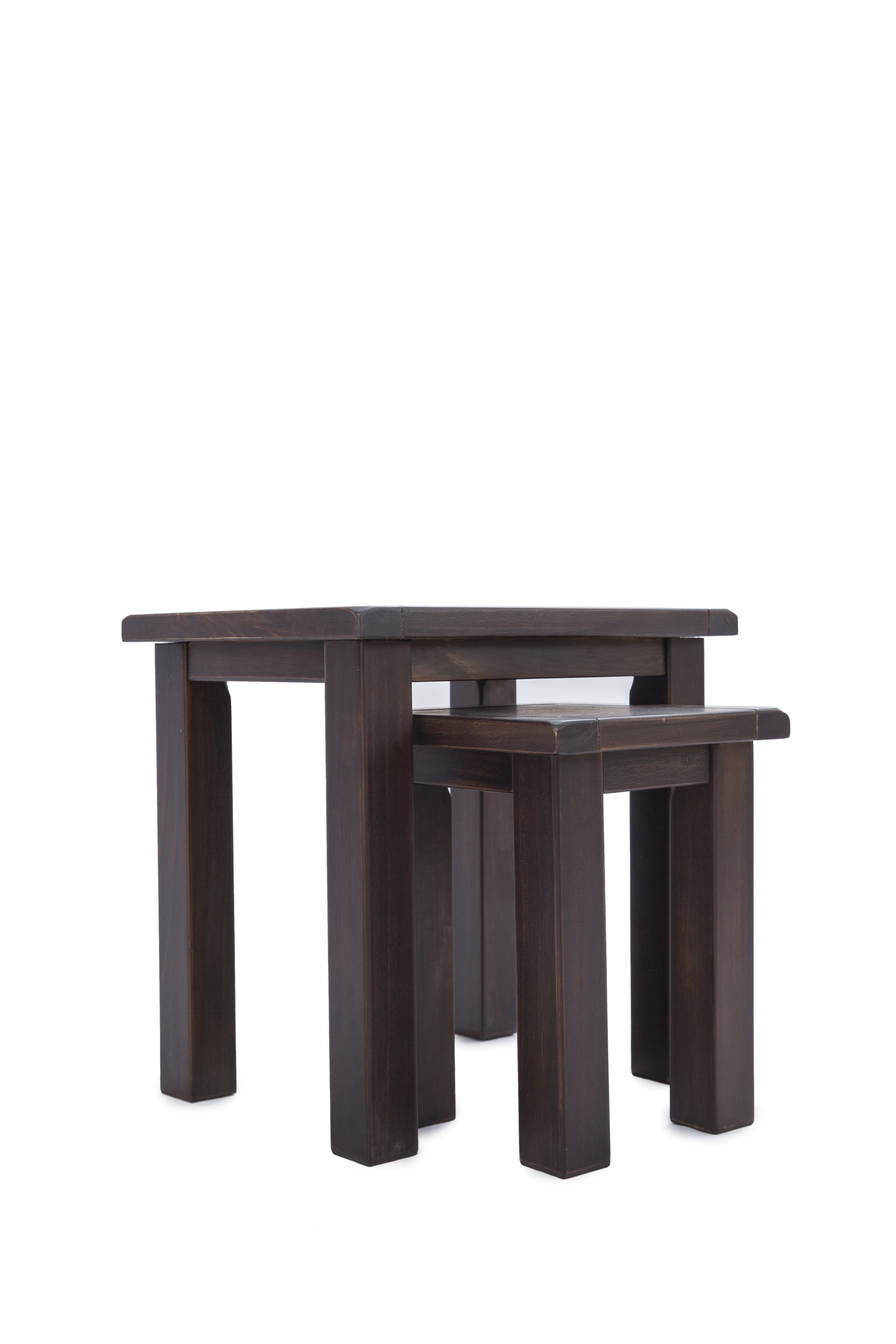 Greener Valley Nesting Tables Contemporary Storage Solid Wood End Table, Dark Brown (Set of 2)