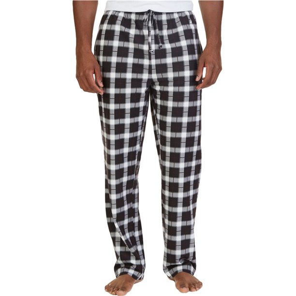 Pantalones de pijama Nautica de forro polar a cuadros para hombre color negro extragrande