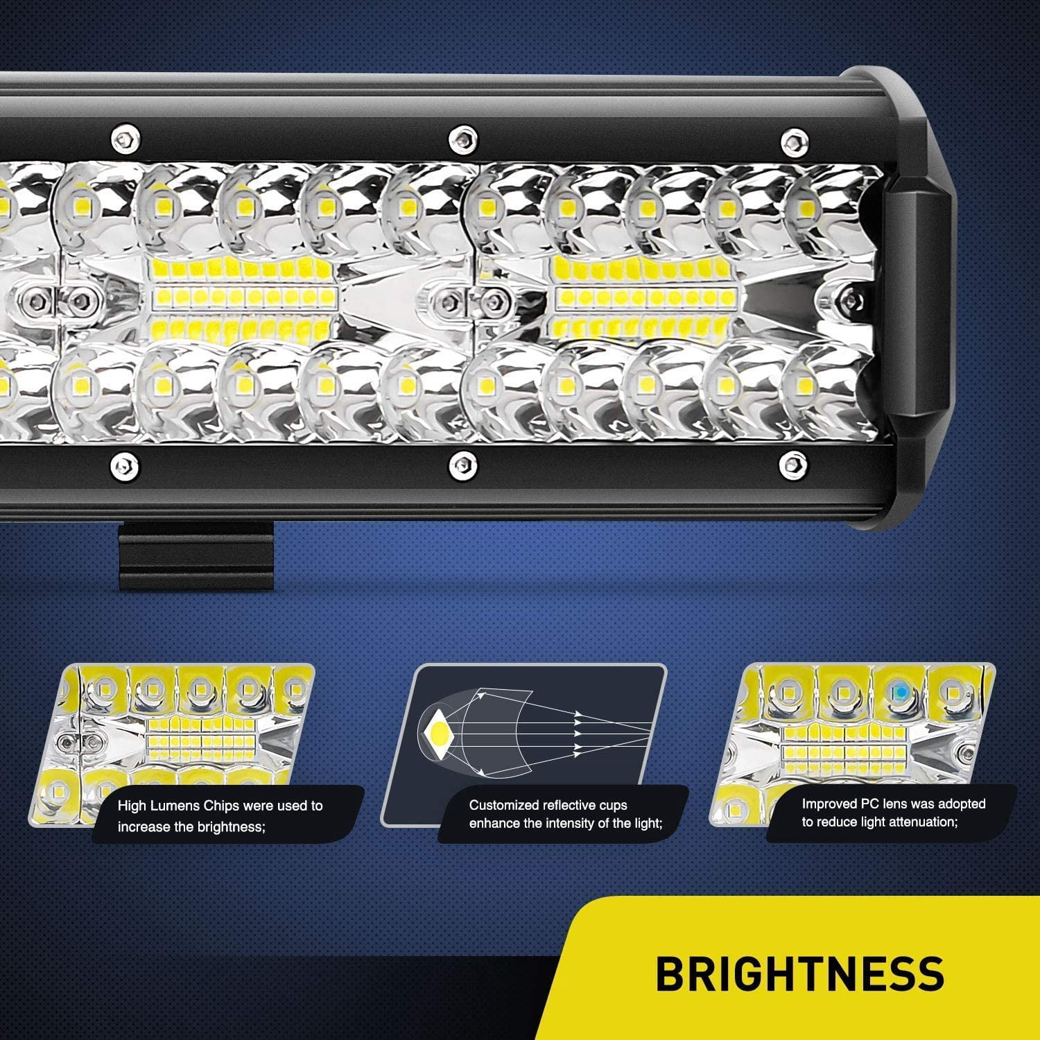 Nilight Led Light Bar 26Inch 540W Triple Row 50000LM Flood Spot Combo Off Road Driving Lights with 14AWG Heavy Duty Wiring Harness for Boat Truck Jeep UTV ATV Car