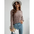 thumbnail image 1 of Women Colorful Knit Pullover Crochet Knitted Y2K Long Flared Sleeve Casual Sweater Rainbow Striped Knitwear, 1 of 5