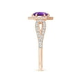 thumbnail image 3 of ANGARA Natural 0.45 Ct. Amethyst with Diamond Halo Ring in 14K Rose Gold for Women (Ring Size: 11.5), 3 of 10