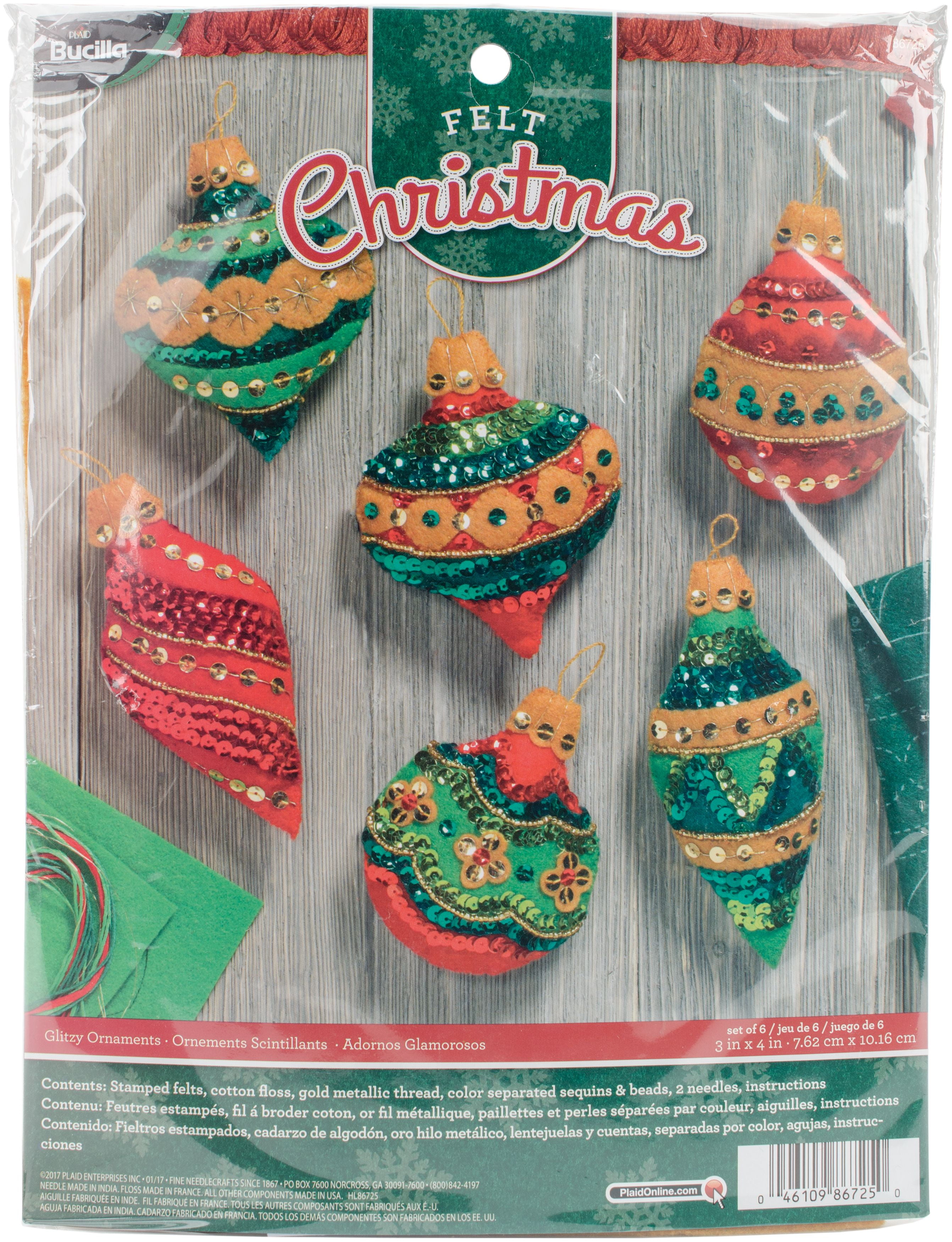 Bucilla Felt Ornaments Applique Kit 3"X4" Set Of 6Glitzy Walmart Canada