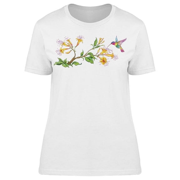 Digital Flowers Hummingbird T-Shirt Women -Image by Shutterstock, Female XX-Large