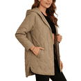 thumbnail image 3 of Women Winter Long Jackets Casual Hooded Quilted Jacket Lightweight Diamond Coat, 3 of 5
