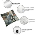 thumbnail image 4 of Nawypu Throw Pillow Covers White Horse with Long Run Snow Dark Pastel Art Portrait Canvas  Classic Animal for Living Room Bedroom Sofa  Set of 2, 4 of 6