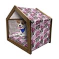 thumbnail image 1 of Exotic Pet House, Tropical Rain Forest Jungle Leaves Forest Hawaiian Beach Theme Print, Outdoor & Indoor Portable Dog Kennel with Pillow and Cover, 5 Sizes, Seal Brown Pale Pink, by Ambesonne, 1 of 5