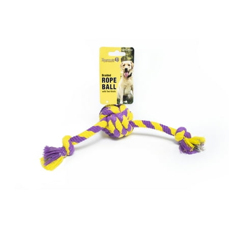 UPC: 0855198007528 | Roscoe s Pet Products Braided Rope Ball with Two Knots Toy for Dogs. Safe and Non-Toxic