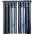 thumbnail image 2 of Chezmoi Collection Vienna 4-Piece Blue/Gray Floral Embroidered Window Curtain Set, 2 of 3