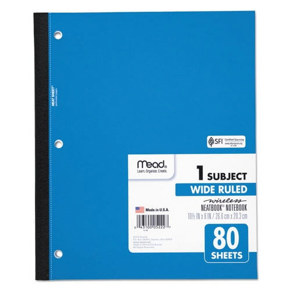Wireless Neatbook Notebook, 1 Subject, Wide/legal Rule, Randomly Assorted Covers, 10.5 X 8, 80 Sheets | Bundle of 10 Each