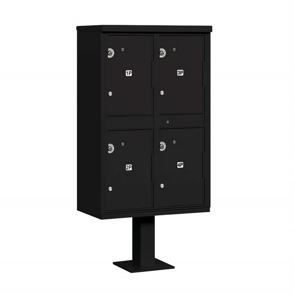 Regency Decorative Outdoor Parcel Locker with 4 Compartments in Black with USPS Access Type II