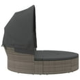 thumbnail image 2 of vidaXL Outdoor Lounge Bed with Canopy and Cushions Grey Poly Rattan, 2 of 5