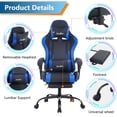 thumbnail image 5 of PayLessHere Ergonomic Racing Desk Chair Computer Chair Gaming Chair with Footrest Lumbar Support Headrest Armrest Task Rolling Swivel Ergonomic E-Sports Adjustable PC Gamer Chair (Blue), 5 of 5