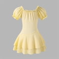 thumbnail image 6 of oqasdz Dresses for Girls Kids Summer Short Sleeve Square Neck Ruffle Solid Color Slim Mini Sundress Casual Pageant Prom Dress, 6 of 7
