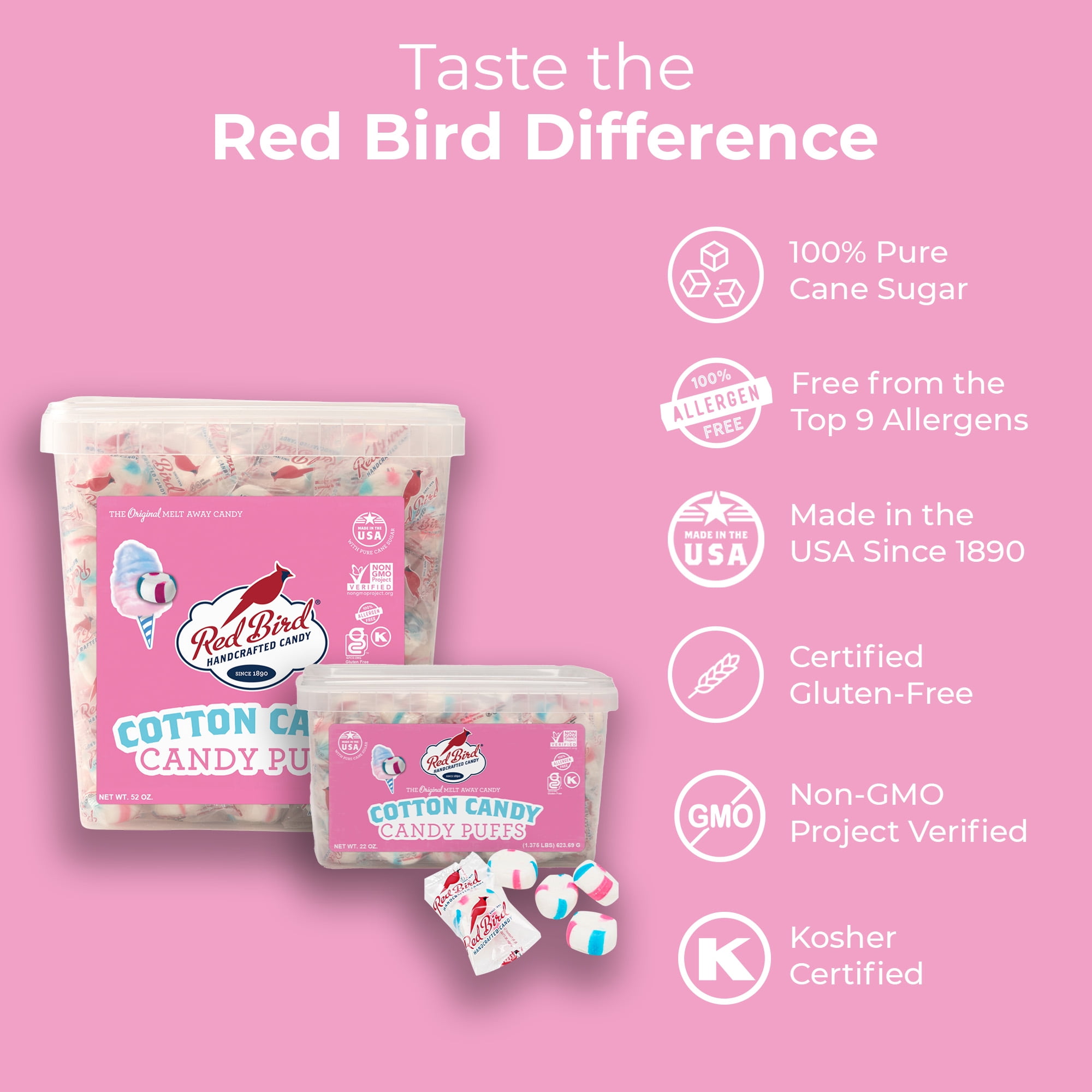 Red Bird Cotton Candy Flavored Candy Mints - Individually Wrapped, 8 Oz Bag - View #3