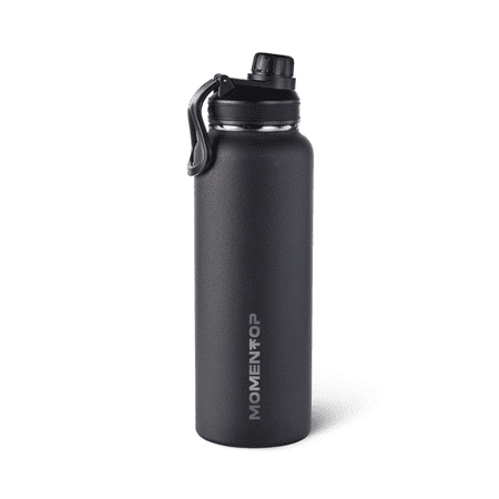 

MOMENTOP Hydration Bottle with 2 Lids. Black 40 oz.