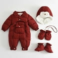 thumbnail image 2 of ZACPNCV Infant Baby Boys Girls Winter Snowsuit Romper Hoodied Footie Outwear Toddler Jumpsuit Down Coat Jacket Red 3-6 Months, 2 of 9