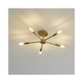 thumbnail image 3 of Delayne Collection Five-Light Mid-Century Modern Brushed Bronze Semi-Flush Mount Light, 3 of 12