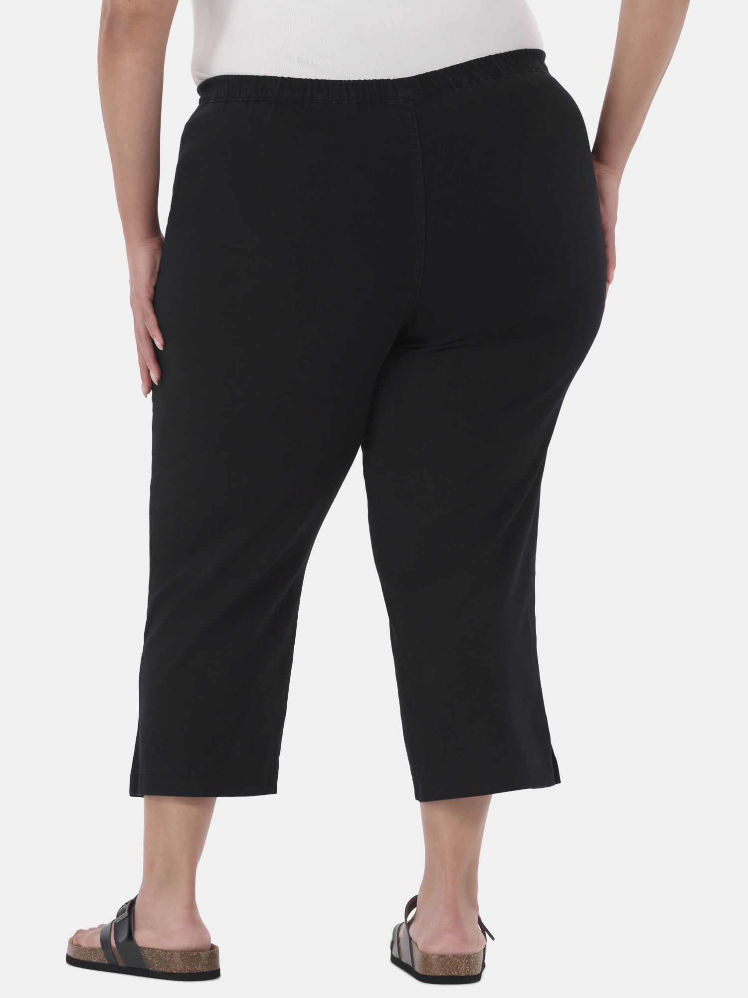 JMS Just My Size by Hanes Women's Plus Snap Hem Pull On Cropped Pants, 23" Inseam, Sizes 0X-4X