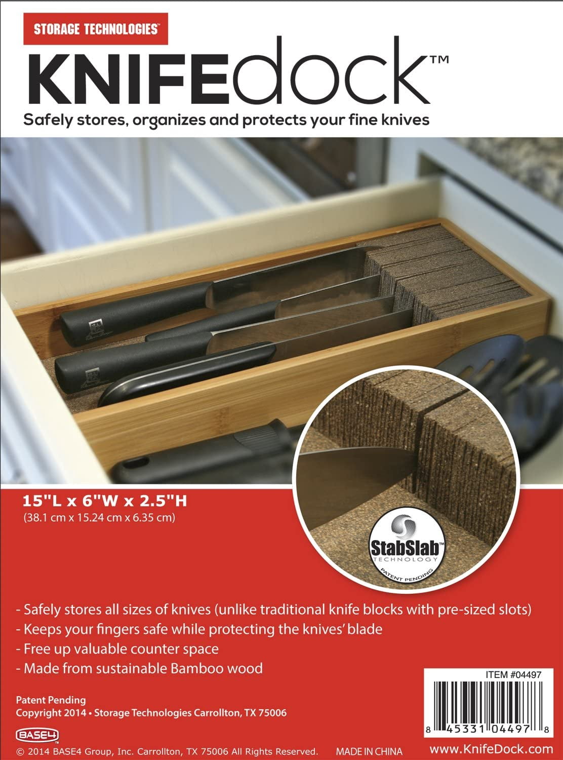 Kitchen Essentials Bamboo Knife Dock Drawer Organizer