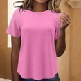 thumbnail image 2 of Jacenvly Hauts pour Femmes Liquidation Mode Hauts d'Été pour Femmes Manches Courtes Col Rond Confortable Uni Débardeurs Réguliers Hauts à Manches Courtes pour Femmes 2026, 2 of 7