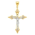 thumbnail image 2 of Wellingsale 14K Two 2 Tone White and Yellow Gold Polished Ornate Religious Catholic Gothic Crucifix Pendant with CZ Accents, 2 of 4