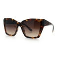 thumbnail image 5 of Womens Classy Oversized Squared Beveled Cut Cat Eye Fashion Sunglasses [Tortoise - Brown], 5 of 7