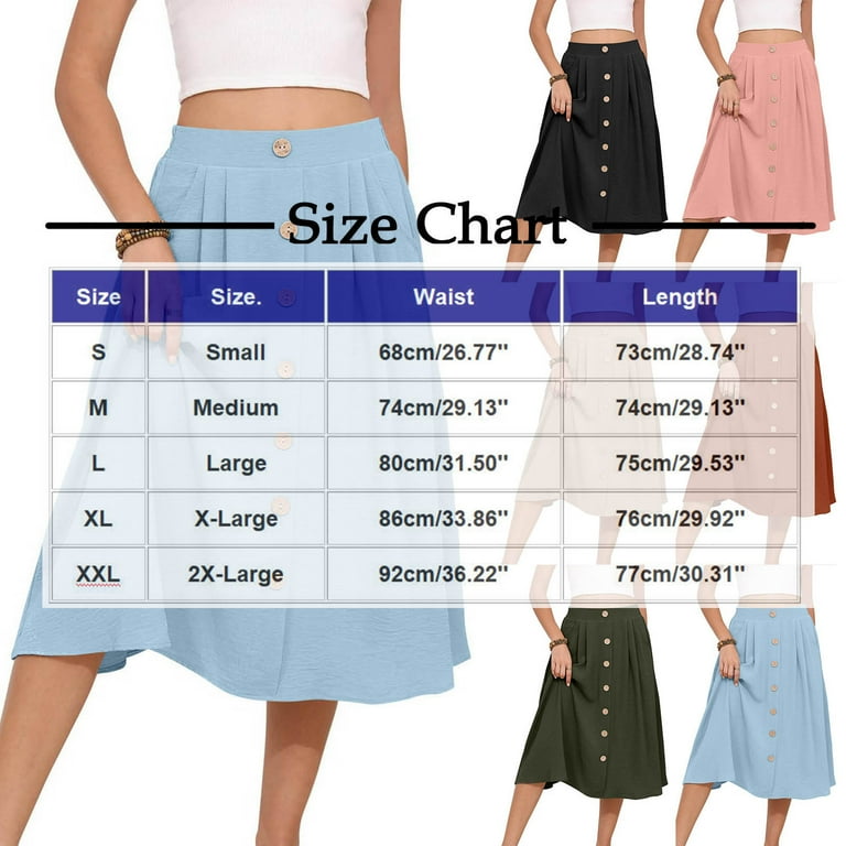 Sevevn Fashion Women's Solid Color Casual Zipper Pocket Button Fold Skirt  Dress Gift for Adults Black S - Walmart.com