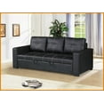 thumbnail image 3 of Contemporary Black Faux Leather 3-Seat Sectional Sofa with Pull-Out Bed for Living Room, 3 of 11