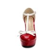 thumbnail image 2 of BLISSFUL STEP Valentine's Women's Platform T Strap Bow Vintage Block Heels Pumps Red 7, 2 of 8