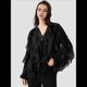 thumbnail image 5 of Blusa Informal Elegante para Mujer, de Larga, con Cuello en V y Volantes, Ideal para Oficina y Trabajo. Negro XS, 5 of 8