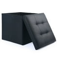 thumbnail image 4 of LotFancy 13 in Faux Leather Storage Ottoman Cube,Square Foot Stool Ottoman with Storage,Black, 4 of 8